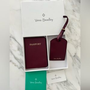 Vera Bradley passport cover and Luggage Tag set Leather NWT